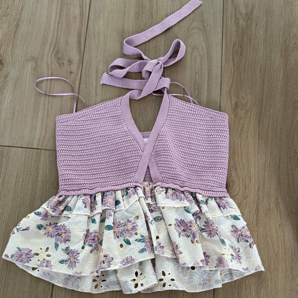 Purple Floral Halter Top